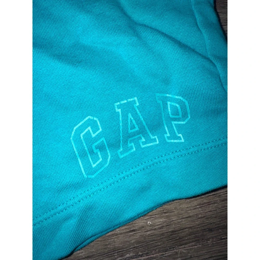 Gap Kids Boys Teal Blue Logo Jersey Shorts Size L 10 Drawstring Pockets